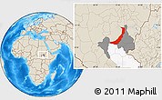 Shaded Relief Location Map of Melut, highlighted parent region, highlighted grandparent region