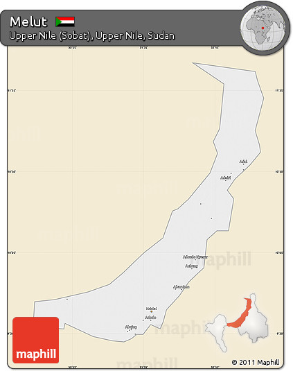 Classic Style Map of Melut, single color outside