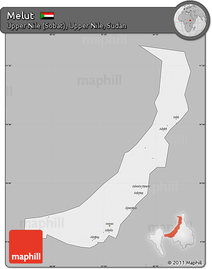Gray Map of Melut, single color outside