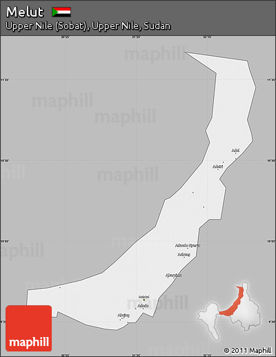 Gray Map of Melut, single color outside