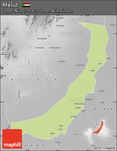 Physical Map of Melut, desaturated