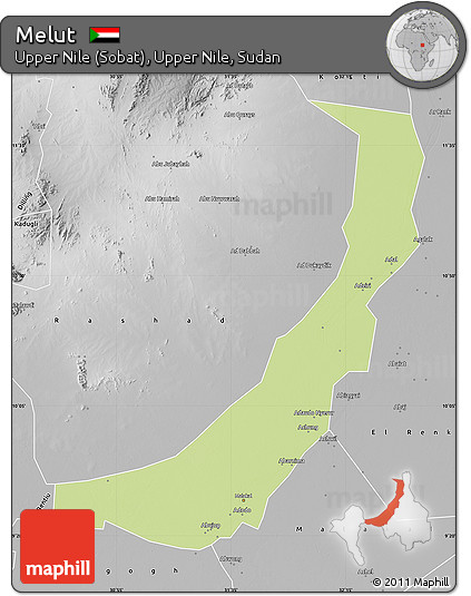 Physical Map of Melut, desaturated
