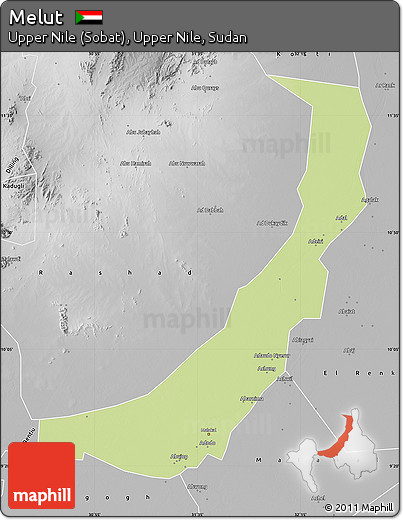 Physical Map of Melut, desaturated