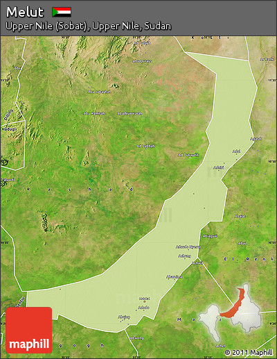 Physical Map of Melut, satellite outside