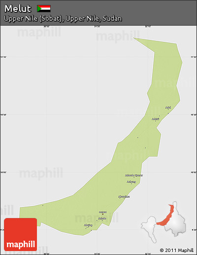Physical Map of Melut, single color outside