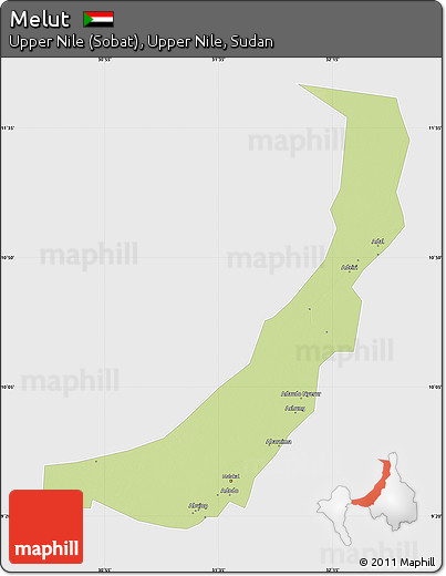 Physical Map of Melut, single color outside