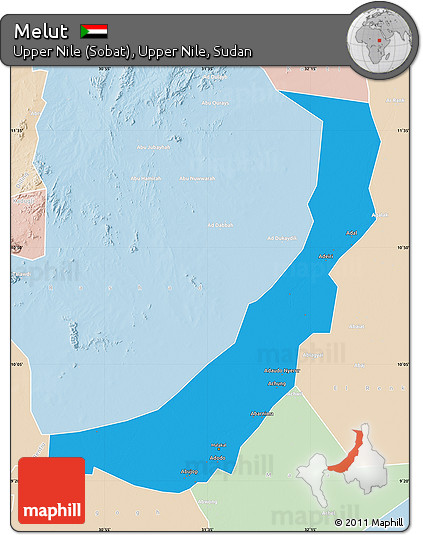 Political Map of Melut, lighten