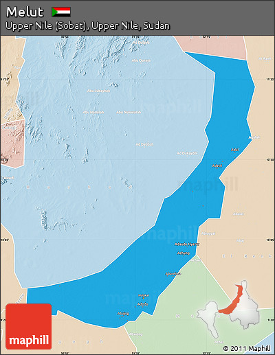Political Map of Melut, lighten