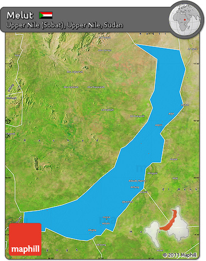 Political Map of Melut, satellite outside