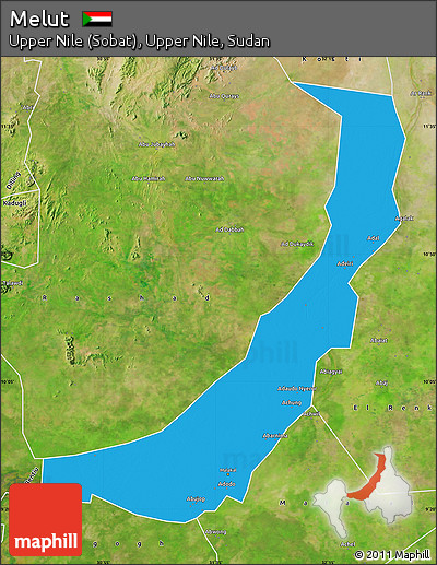 Political Map of Melut, satellite outside