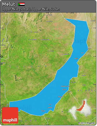 Political Map of Melut, satellite outside