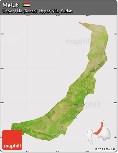 Satellite Map of Melut, cropped outside