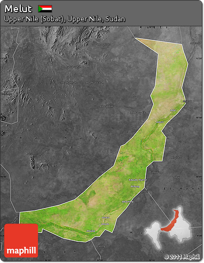 Satellite Map of Melut, darken, desaturated