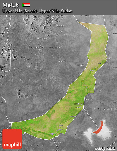 Satellite Map of Melut, desaturated