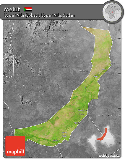 Satellite Map of Melut, desaturated