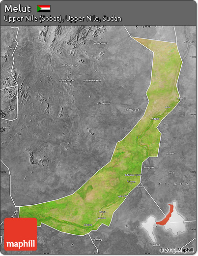 Satellite Map of Melut, desaturated