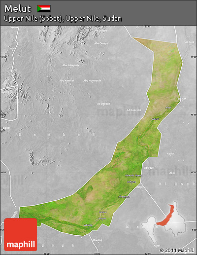 Satellite Map of Melut, lighten, desaturated