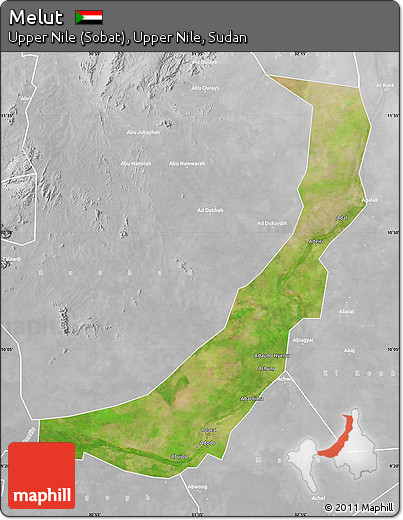 Satellite Map of Melut, lighten, desaturated