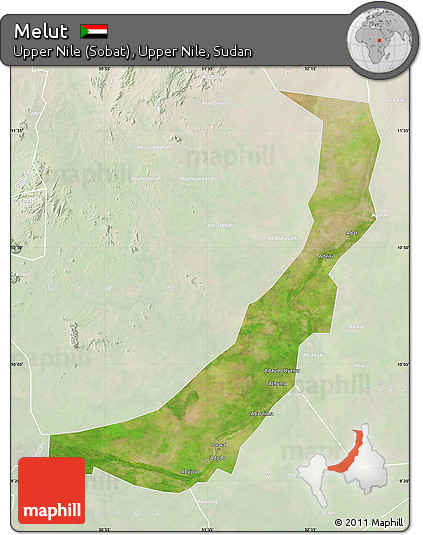 Satellite Map of Melut, lighten