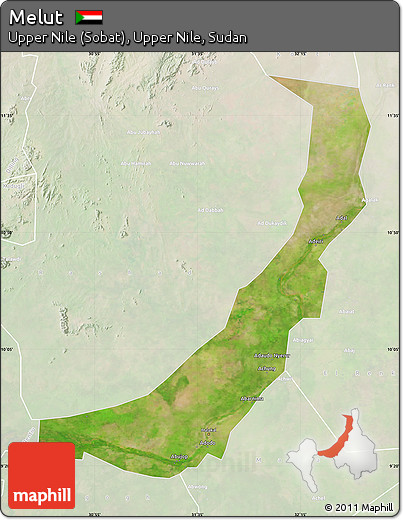 Satellite Map of Melut, lighten