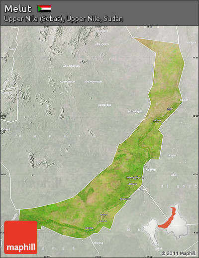 Satellite Map of Melut, lighten, semi-desaturated