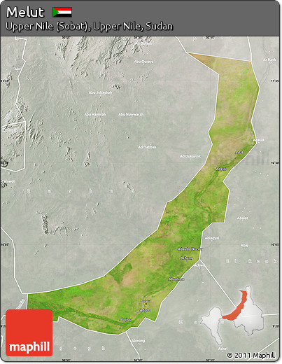 Satellite Map of Melut, lighten, semi-desaturated