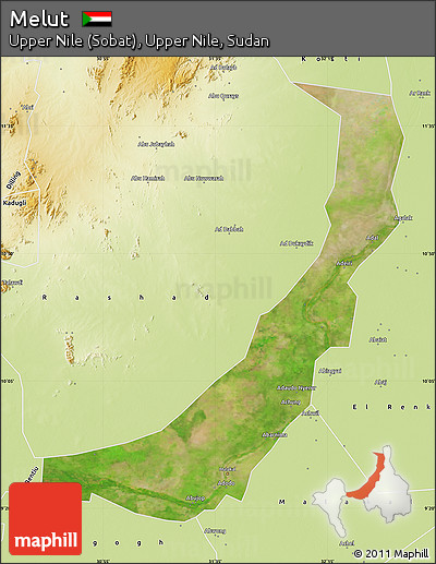 Satellite Map of Melut, physical outside