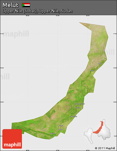 Satellite Map of Melut, single color outside
