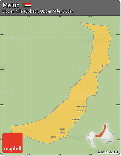 Savanna Style Map of Melut, single color outside