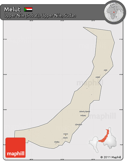 Shaded Relief Map of Melut, cropped outside