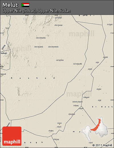 Shaded Relief Map of Melut
