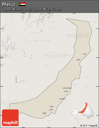 Shaded Relief Map of Melut, lighten