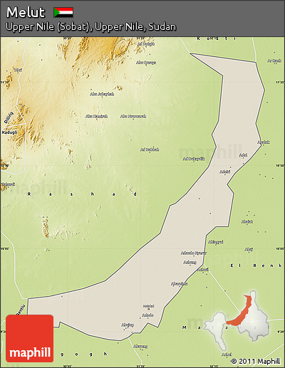 Shaded Relief Map of Melut, physical outside