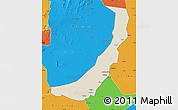 Shaded Relief Map of Melut, political outside