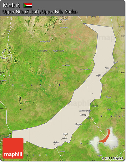 Shaded Relief Map of Melut, satellite outside