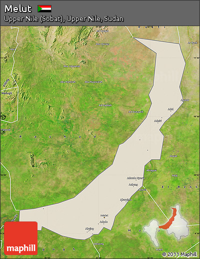 Shaded Relief Map of Melut, satellite outside