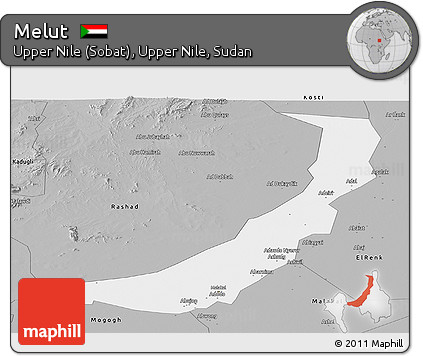 Gray Panoramic Map of Melut