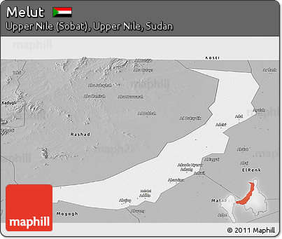Gray Panoramic Map of Melut