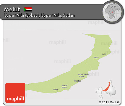 Physical Panoramic Map of Melut, cropped outside