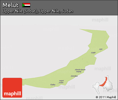 Physical Panoramic Map of Melut, cropped outside