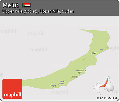 Physical Panoramic Map of Melut, cropped outside