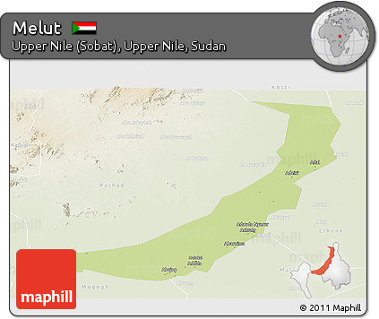 Physical Panoramic Map of Melut, lighten