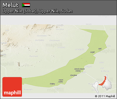 Physical Panoramic Map of Melut, lighten