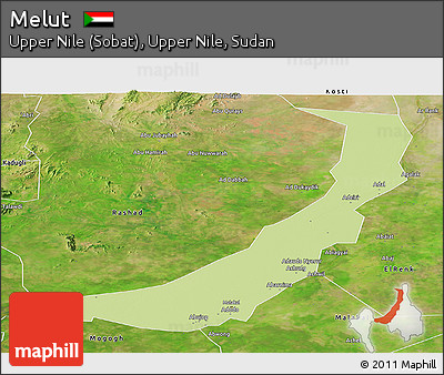 Physical Panoramic Map of Melut, satellite outside