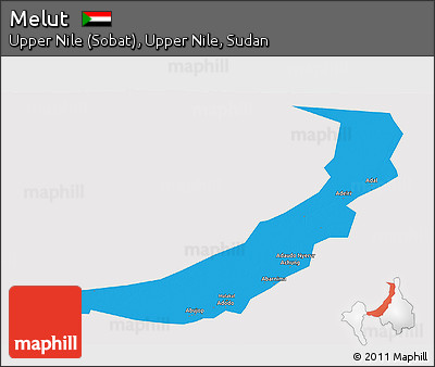 Political Panoramic Map of Melut, cropped outside