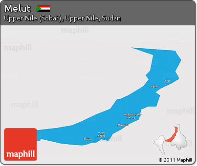 Political Panoramic Map of Melut, cropped outside