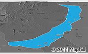 Political Panoramic Map of Melut, darken, desaturated