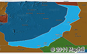 Political Panoramic Map of Melut, darken