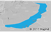 Political Panoramic Map of Melut, lighten, desaturated