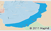 Political Panoramic Map of Melut, lighten